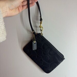 Vintage COACH Black Wristlet with Gold Hardware
